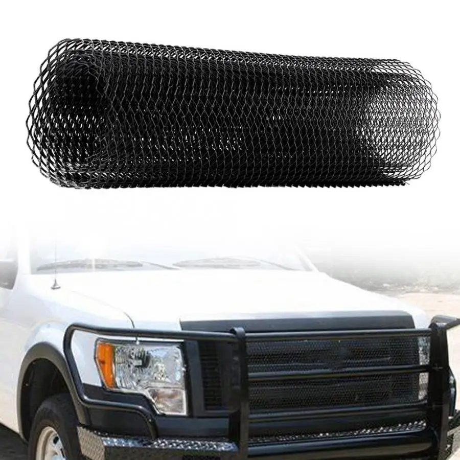 

100 * 33cm 6*12mm Black Aluminum Alloy Car Front Grille Mesh Sheet Grid Body Bumper Hex Grill