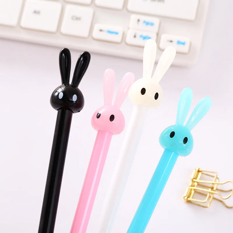 1 шт., милая пластиковая мультипликационная гелевая ручка Kawaii с изображением кролика, милая нейтральная ручка для детей, подарок, корейские канцелярские принадлежности, школьные принадлежности - Цвет: 4PCS SET