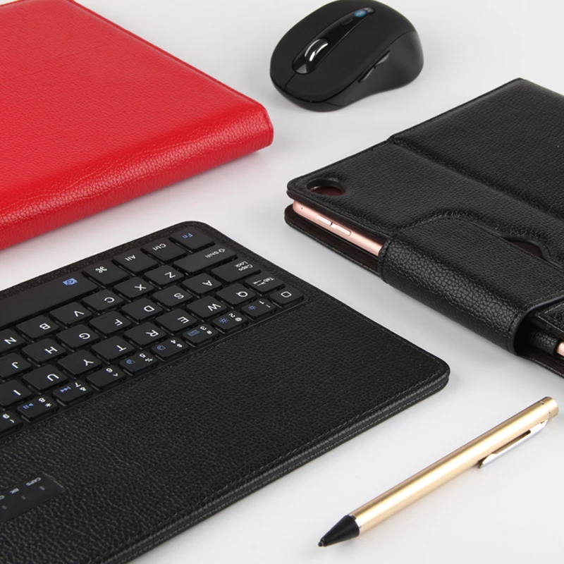 

For iPad Pro 10.5 Magnetically Detachable ABS Bluetooth Keyboard Portfolio Folio PU Leather Case Cover + Stylus Pen +Film