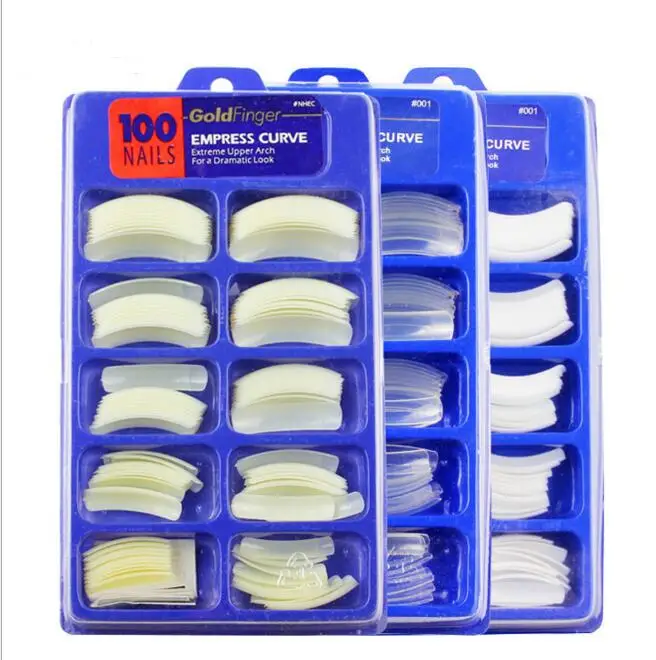 100 шт. 45 мм Длинные накладные ногти Набор чехлов французский прозрачный акриловый