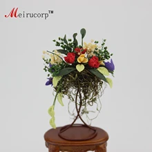 Кукольный домик 1:12 Масштаб миниатюрный красный желтый цветок и lron полка 09906