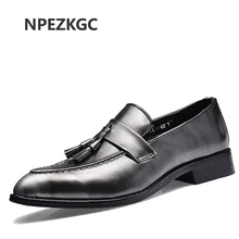 Итальянская Классическая модельная мужская обувь; кожаная официальная Роскошная брендовая мужская обувь с бахромой; Дизайнерские офисные туфли-оксфорды без шнуровки для мужчин