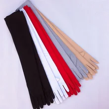 1 пара длинных однотонных женских солнцезащитных перчаток цвета хаки, Летние Осенние эластичные тонкие Сатиновые перчатки из спандекса с защитой от УФ-лучей для вождения, оперная перчатка 53 см