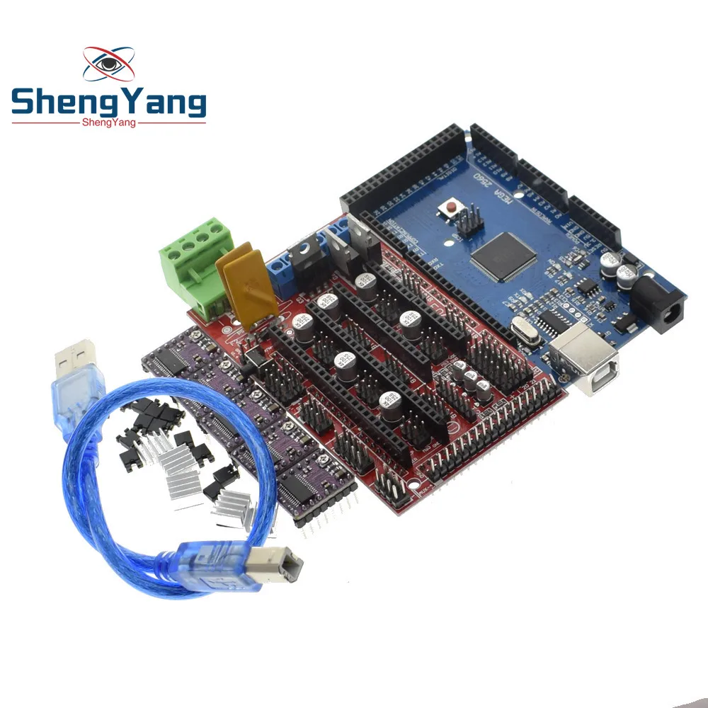 3D принтер 1 шт. Mega 2560 R3 + панели управления RAMPS 4 5 DRV8825 переносчик шагового двигателя