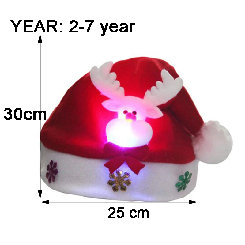 LEDLight UpLuminous  Flash Christmas Hat Child Christmas Reindeer Snowman Santa Hat Decorations For Home Kids And Adult Size (6)