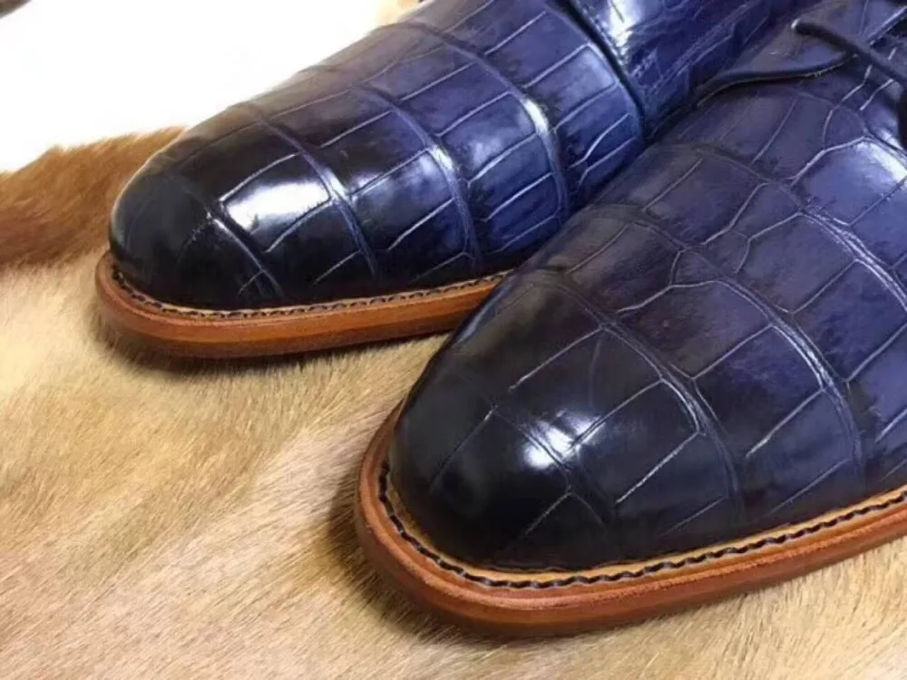 100% из натуральной крокодиловой кожи живота Мужская обувь Прочная твердая крокодиловой кожи мужская деловая обувь с 2 цвета смешанные