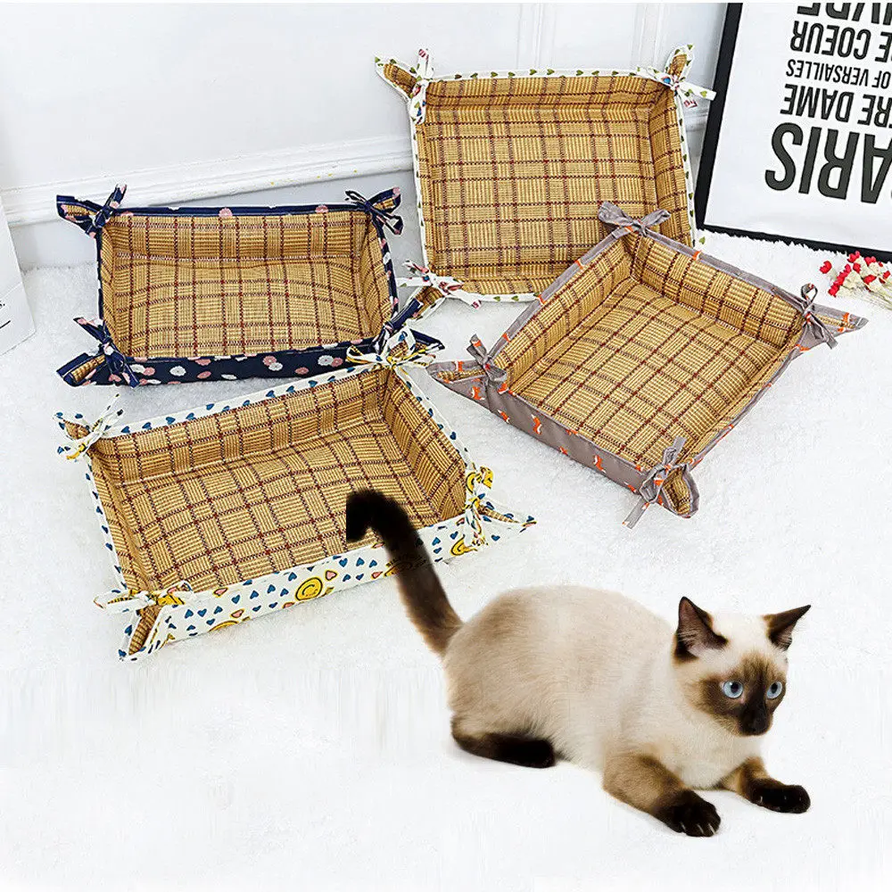 

2019 Comfortable Cool Summer Round Pet Cat Dog Straw Bamboo Mat Specially Pet Supply Sweet Room Comfortable Nest DROPSHIP #1922