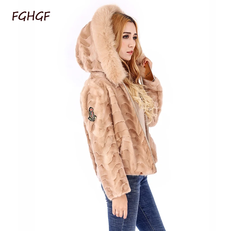 warm wind Real Mink Skin Fur Women Jacket Autumn Winter Short Mink Fur Coat women real fur coat