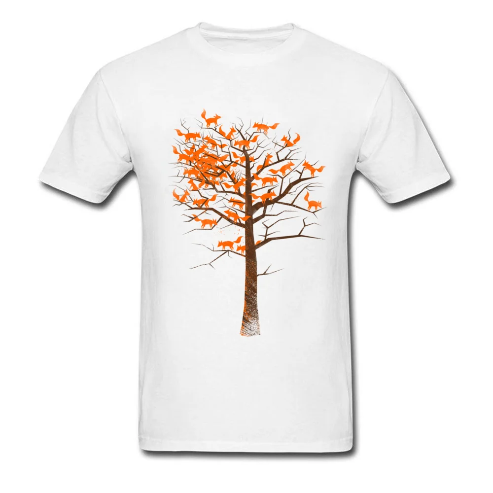 Blazing Fox Tree 100% Cotton Tops & Tees for Men Geek T Shirts Simple Style Oversized Round Neck Sweatshirts Short Sleeve Blazing Fox Tree white