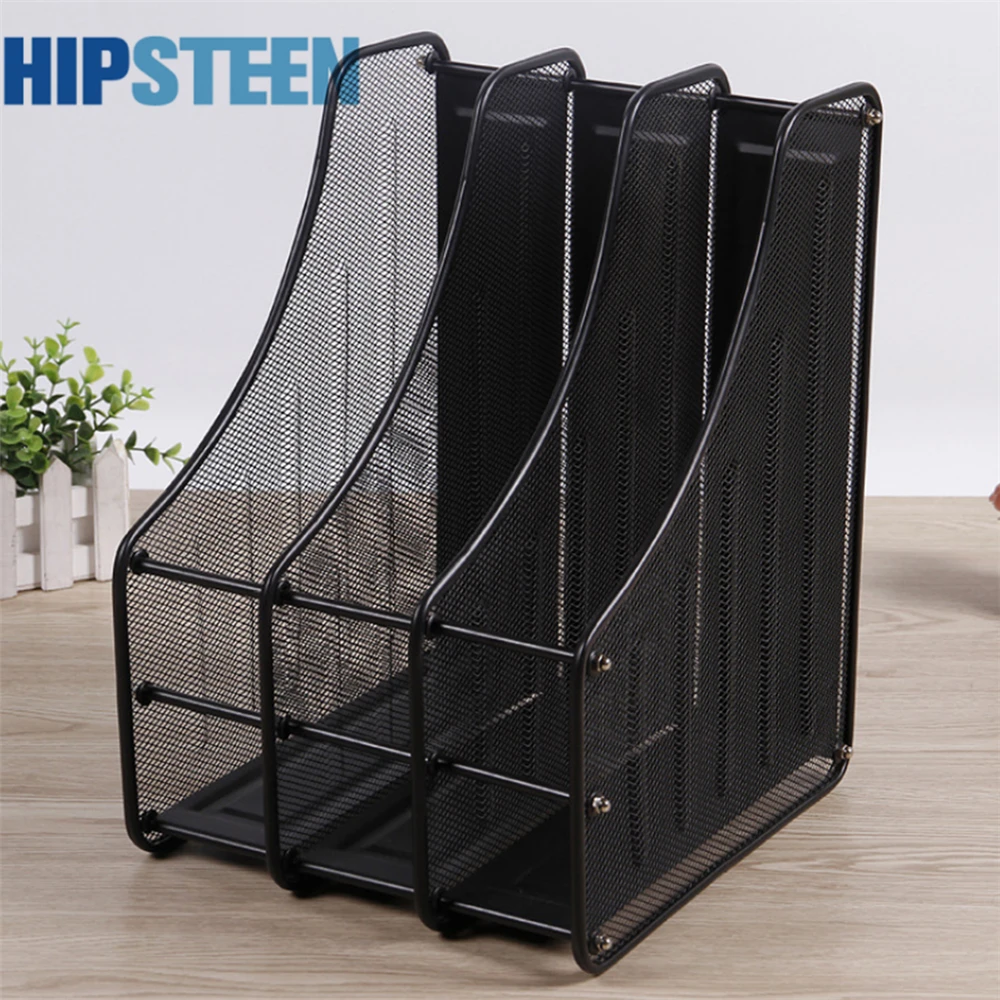 HIPSTEEN Wire Netting Three grids Documents Storage Rack Office Study