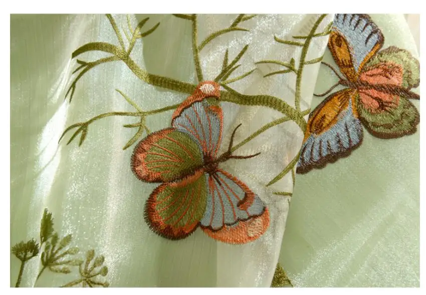 Пасторальная Высококачественная органза вышитая ткань Бабочка Марля двери окна занавески для гостиной роскошные украшения спальни#15 - Цвет: Transparent Tulle