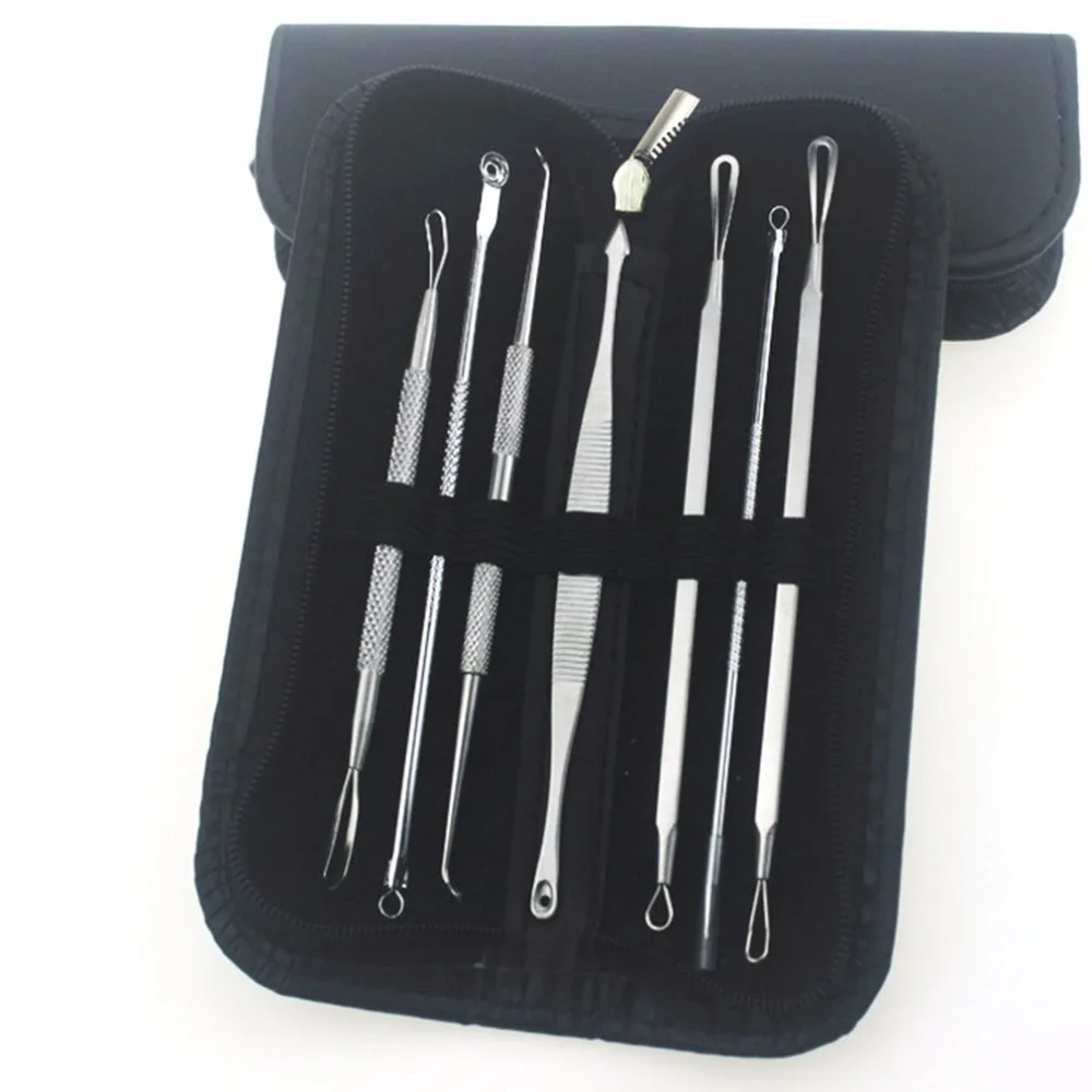 

7PCS/SET Stainless Steel Blackhead Extractor Remover Tool Kit Whitehead Pimple Blemish Acne Removal Needles With Bag
