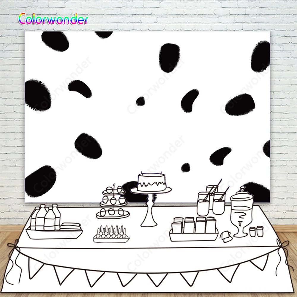 

Dairy Cow Photography Backdrops Dark Spot with White Wall Background Baby Birtday Party Decoration For Photo Studio Props