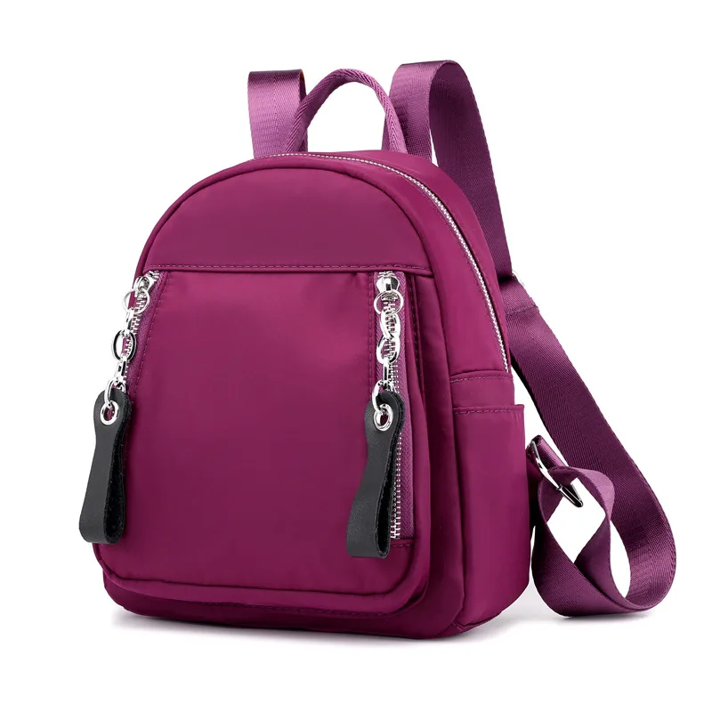 Модный женский рюкзак, водонепроницаемые качественные нейлоновые рюкзаки для девушек, повседневные Рюкзаки, маленький размер, дорожная сумка через плечо, Bolsa Mochila - Цвет: Фиолетовый