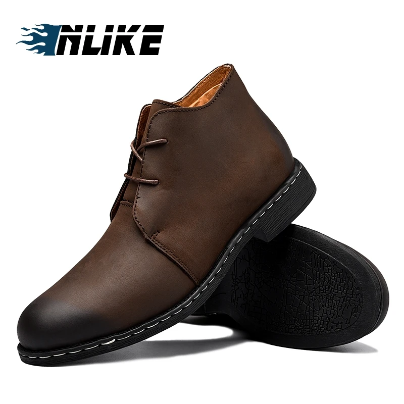 Noir D'affaires Mode De Plus En Cuir Bottes Casual La Inlike Véritable Hommes brown Taille Grande Homme Chaussures Cheville D'hiver Fc1TlKJ