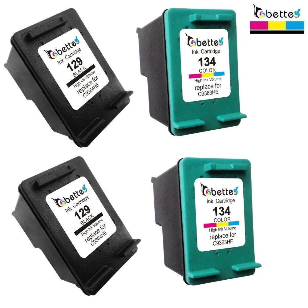 4PK, бетт картриджи Замена для HP 129 134 HP 129 HP 134 Officejet 100 L411a L411b 150 L511a H470 H470b k7100 K7103 K7108