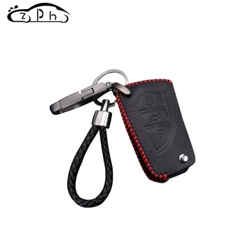 

Leather Car Key Cover Case for Toyota Camry Highlander Auris Corolla Prado Avensis Verso Yaris Reiz Crown Rav4 Aygo Scion 2015