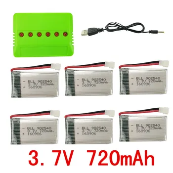 

SYMA X5C X5S X5SC X5SW CX-30W H5C Aircraft Remote Control Helicopter 3.7V 6PCS Battery and 6 in 1 Charger