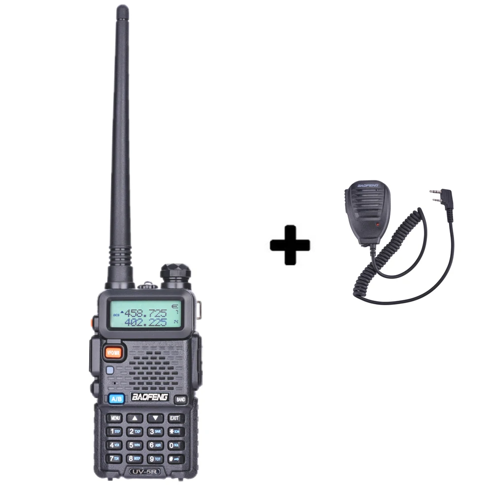 Add a mic speaker Baofeng UV-5R портативная рация Двухдиапазонная профессиональная 5 Вт UV 5R Ham двухстороннее радио UV5R портативная охотничья радиостанция КВ трансивер - Цвет: Add a mic speaker