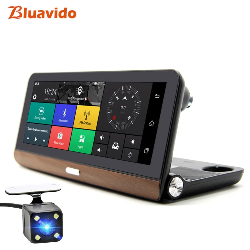 Bluavido 8 inch 4G Android Car Dash Camera GPS Navigation ADAS Full HD