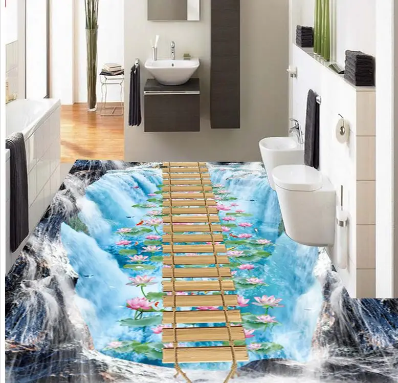 Custom photo floor wallpaper 3d waterproof floors waterfall louts 3d