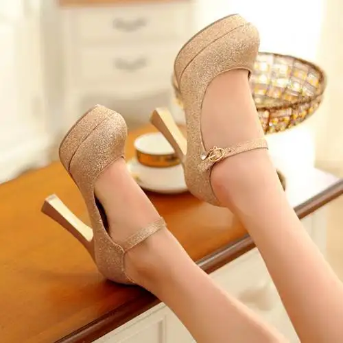 Asumer/модные удобные женские вечерние туфли из натуральной кожи высокого качества - Цвет: Золотой