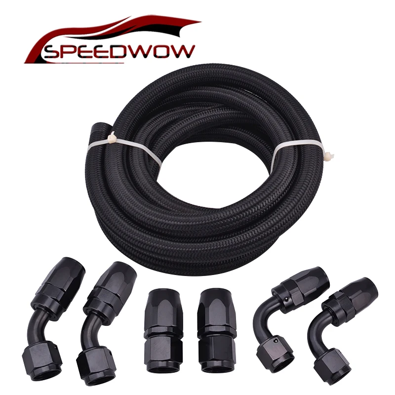 

10 Feet AN8 Nylon & Stainless Steel Oil/Fuel Braided Hose Kit Oil Hose+Straight+45+90 Degree Swivel Hose End Fitting Adapter