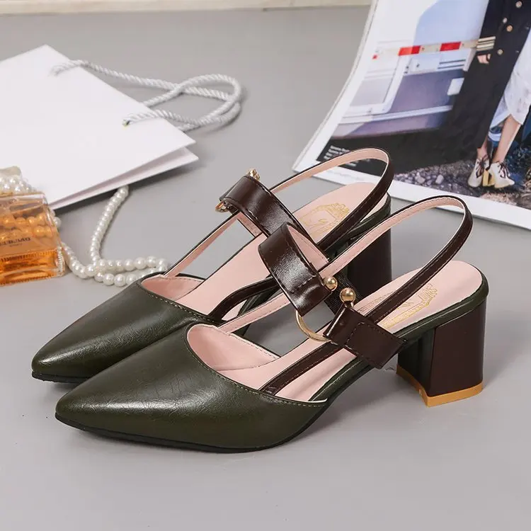 Г., новые весенние сандалии на полой подошве baotou обувь на высоком каблуке с закрытым острым носком Рабочая обувь женская пикантная обувь на высоком каблуке x21