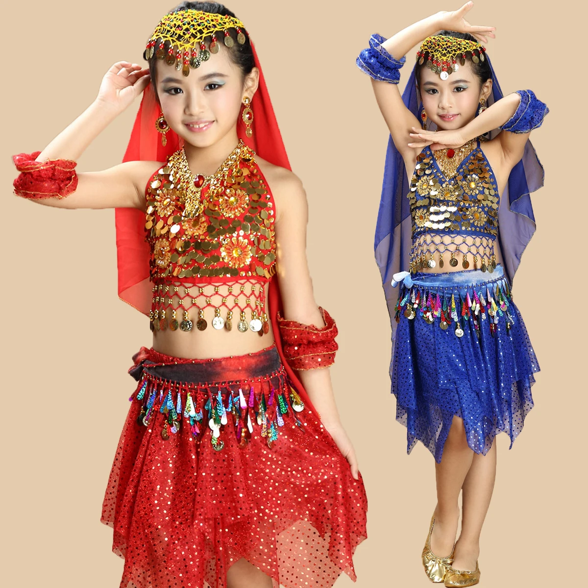 

belly dance costume top pants set grils indian sari clothing bellydance oriental costumes children clothes bollywood for kids