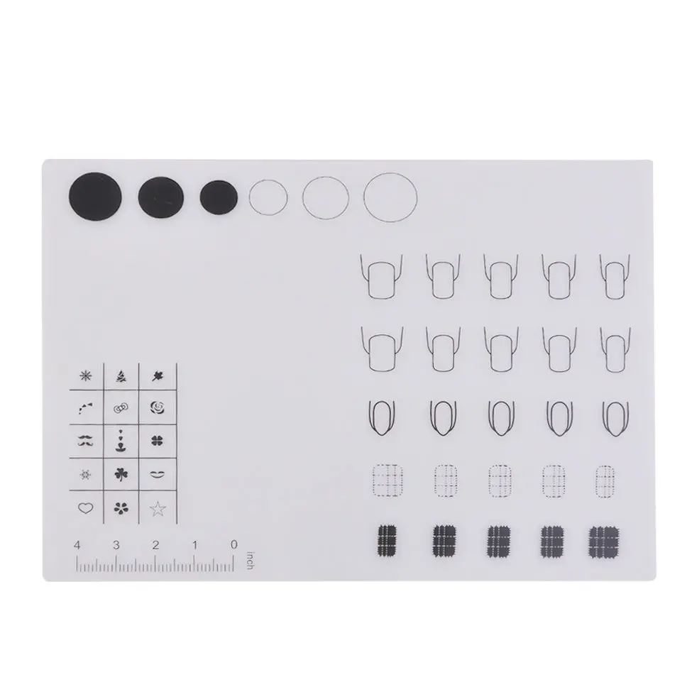 

Nail Art Tips Practice Silicone Table Cover Mat Pad Point Lace Printing Coloring Polish Gel UV Washable Foldable Tools Manicure