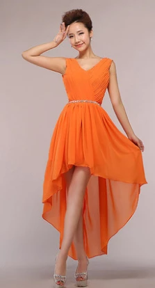 Платья для выпускного вечера с корсетом на спине, без рукавов, ярко-синие, красные, ярко-розовые, фиолетовые платья для девочек на день рождения - Цвет: Оранжевый