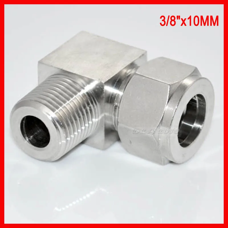 

10 MM ODx3/8"DOUBLE FERRULE TUBE FITTING MALE ELBOW CONNECTOR NPT STAINLESS STEEL SS304 2pcs/lot