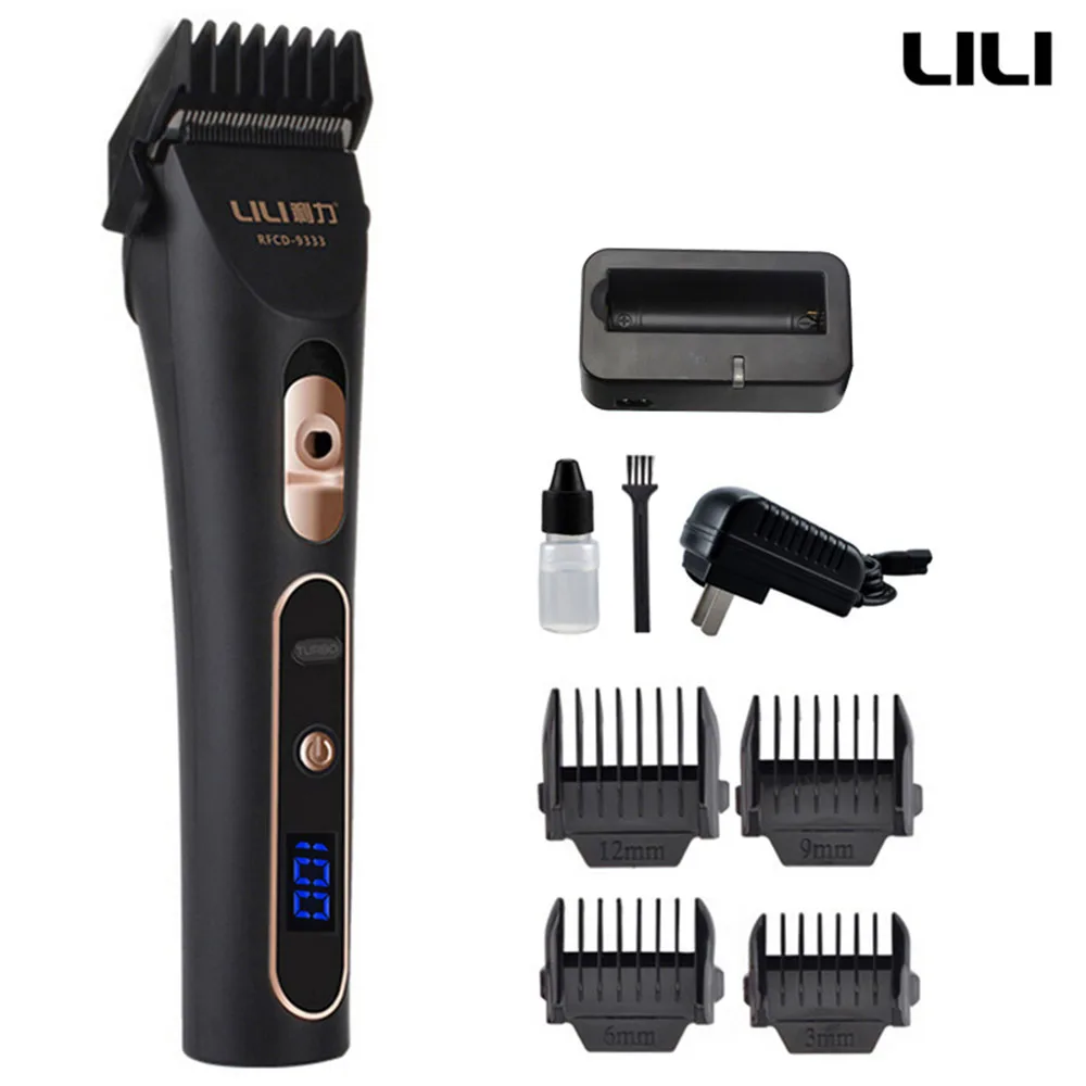 

LILI Professional Pet Dog Hair Trimmer LCD Power Display Rechargeable Pet Clipper Machine to Haircut for Cat Black Ceramic Blade