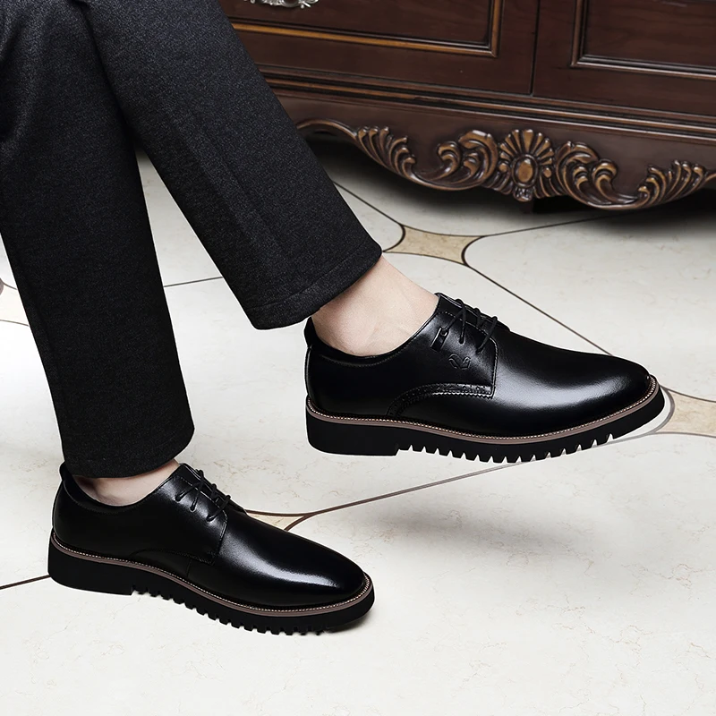 Модная деловая обувь/! FUGUINIAO мужская модельная обувь из натуральной кожи/Мужская обувь для торжественных мероприятий/цвет черный, коричневый