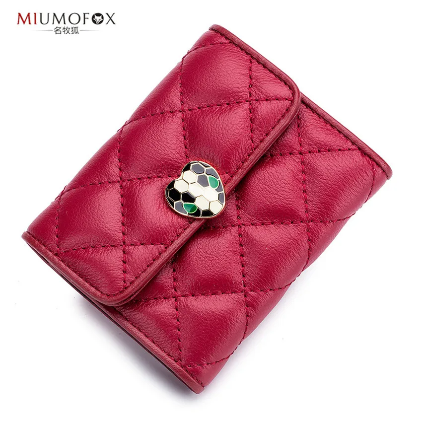 Модный женский кошелек, роскошные кошельки из натуральной кожи, короткий секционный клатч женская сумка, большая емкость, кошелек для монет, держатель для карт - Цвет: Красный