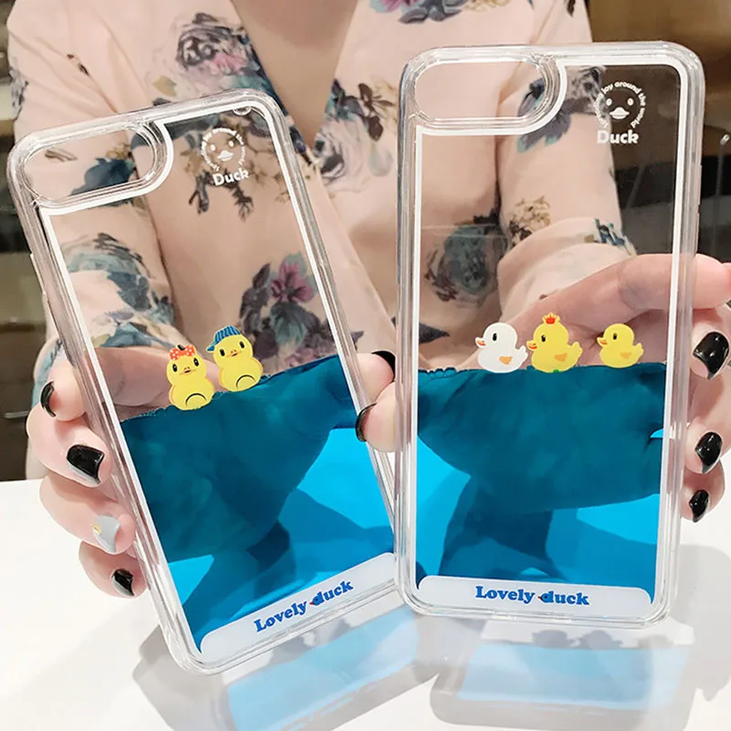 

Luxury Cartoon 3D Swimming Duck Animal Dynamic Liquid Quicksand Cover Case For Apple iPhone 5 5S 5SE 6 6S 7 8 Plus X Phone Cases
