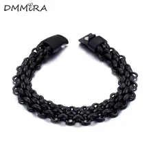 Модные мужские панковские высокомерные браслеты-цепочки из нержавеющей стали, черные часы, квадратные круглые браслеты, ювелирные изделия