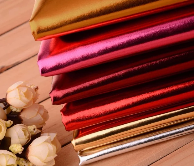 Shiny 61 PU leather Bronzing faux leather fabric for Sewing Metallic