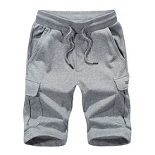 M~ 4XL новые летние мужские однотонные Шорты хлопковые пляжные шорты с эластичной резинкой на талии повседневные трикотажные брюки мужские прямые Панталоны