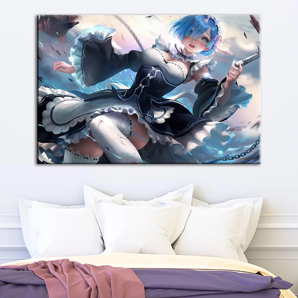 Картина принты для домашнего декора Re:Zero HD картины анимация девушка прекрасное
