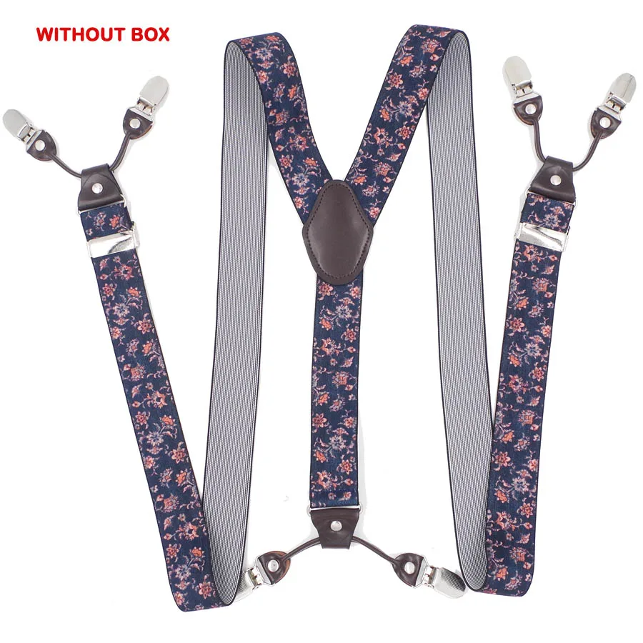 Man's Suspenders Leather 6 clips Braces Male Vintage Casual Suspensorio Tirantes Trousers Strap Father/Husband's Gift 3.5*120cm - Color: Light Green