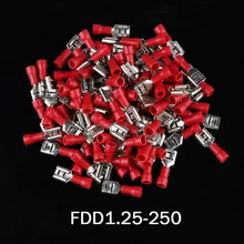 Шт. FDD1.25-250 шт. красный 1000 22-16 AWG женский изолированный Spade провода разъем Электрический обжимной терминал