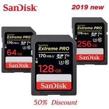 SanDisk-tarjeta SD Extreme Pro SDXC 4K para cámara SLR, 64g, 128g, 256g, hasta 170 MB/s, UHS-I, Clase 10, SDHC, 32g, hasta 95 MB/s