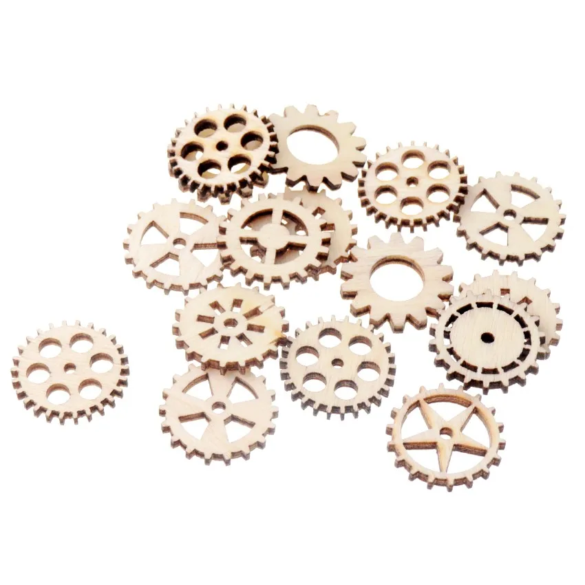 Best Quality 50Pcs Flatback Wood Craft Decoration Promotions Scrapbooking Embellishments gearwheel Styles Pendants | Дом и сад