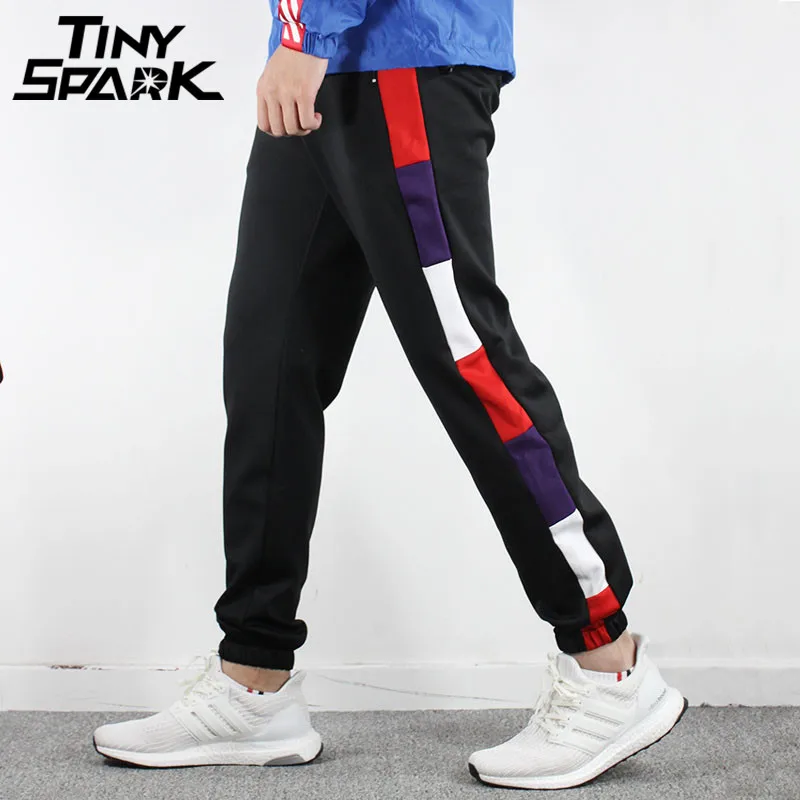 

Harajuku Sweatpant Rainbow Striped Pant Men Casual Sweat Pant Hip Hip Jogger Track Trousers Cotton Zipper Pocket New 2018 Spring