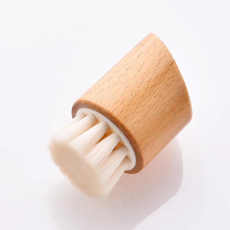 

Beech Facial Cleaning Brush Soft Nylon Bristles Deep Cleaning Pores Beech Handle Face Cleansing Brush
