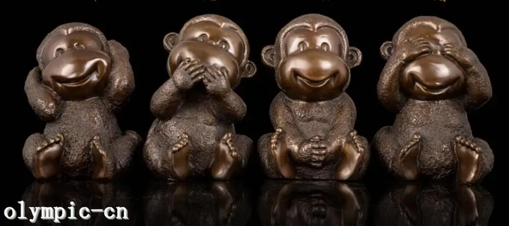 

Bronze sculpture a set of four monkey statue no hear no say no move no see