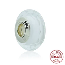 5003I оригинальные белые муранские стеклянные бусины Подходит Pandora Браслеты подлинное серебро высшей пробы резьба стеклянные бусины, шармы