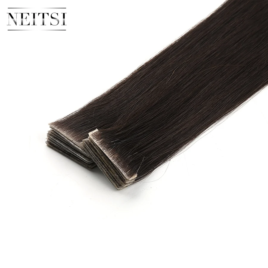Neitsi Straight PU Skin Weft Hand Tied Tape In Adhesives Remy Human Hair Extensions 16\ Neitsi Straight PU Skin Weft Hand Tied Tape In Adhesives Remy Human Hair Extensions 16\