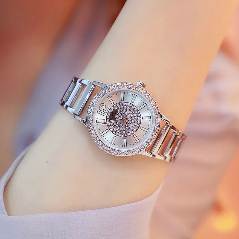 Новые часы с горячей цепью Стразы арабские цифровые весы циферблат металлический ремешок золотистый Серебристый с розой золото женские часы модные повседневные